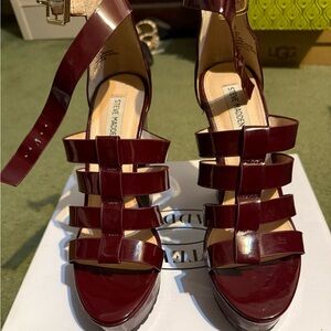 Steve Madden Dark Red Strappy Platform Heels